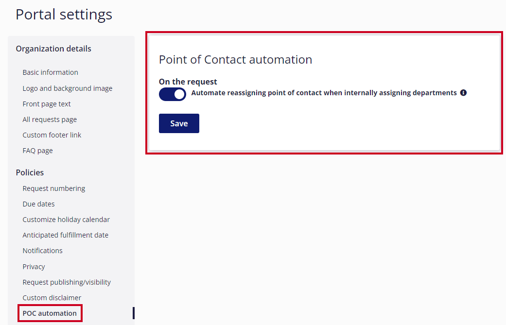 Point of contact automation toggle.