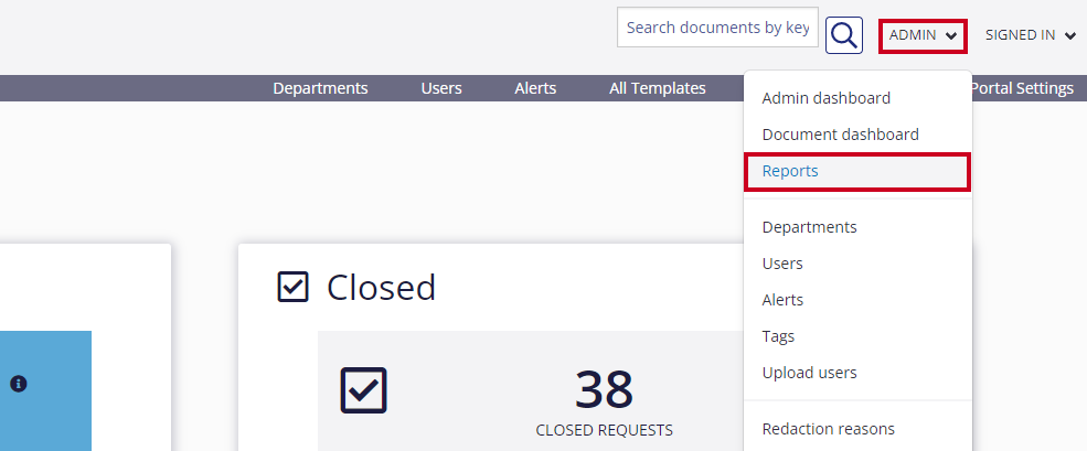 Reports menu.