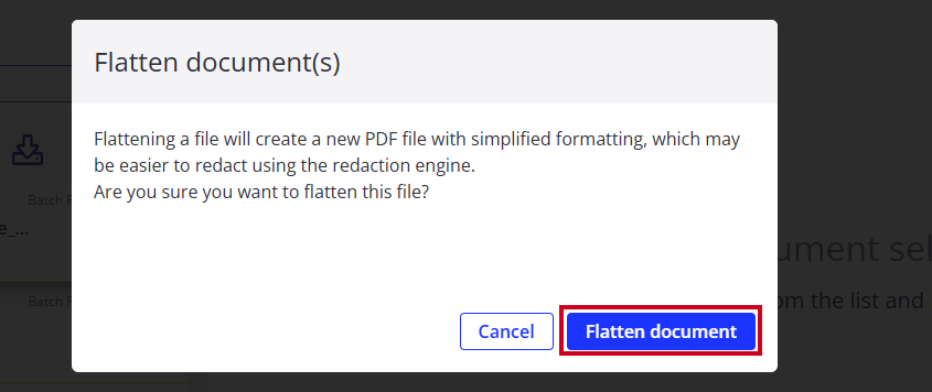 Flatten document button.