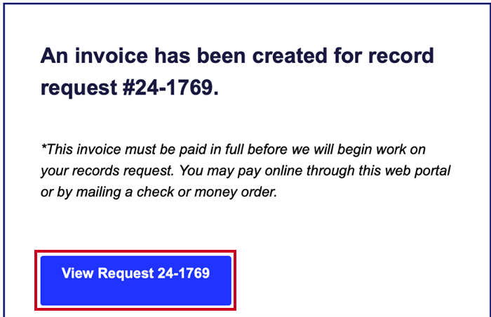 View request button on email.