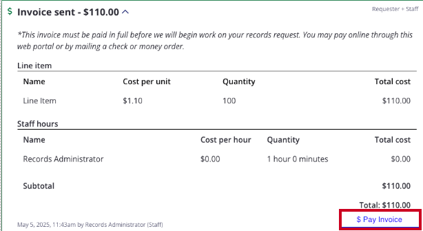 Pay invoice button.
