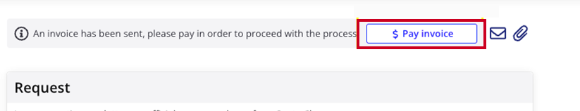 Pay invoice button at the top of the request.